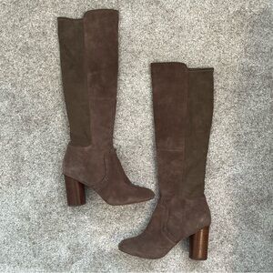 Sole Society Allegra Dark Taupe Knee High Suede Boots - Size 8